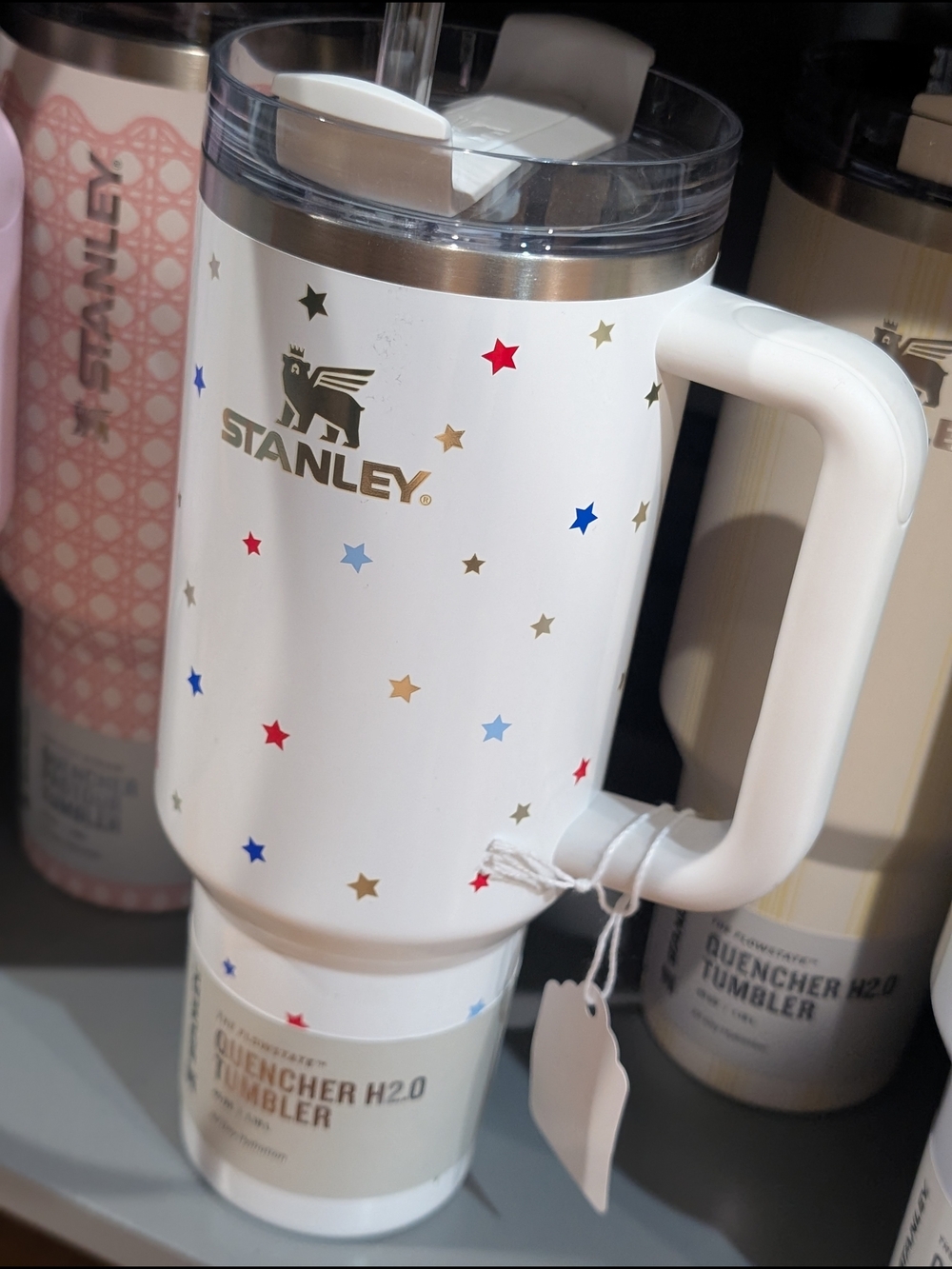 Stanley White Star Accent Travel Mug with Handle